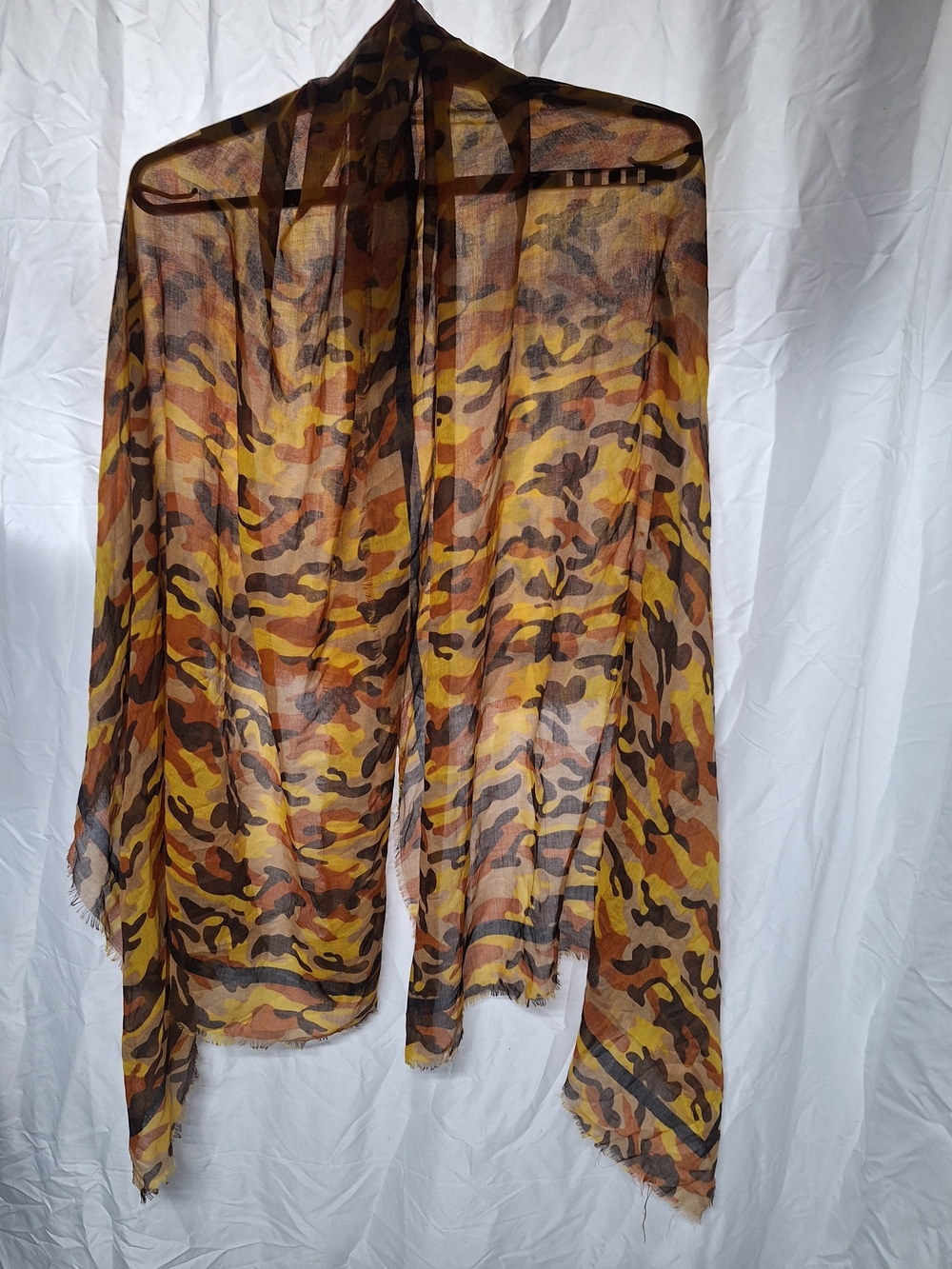 Olsenboye Camouflage Print Lightweight Scarf - Brown/Yellow/Orange